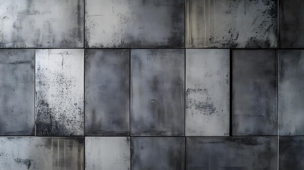 A Wall Composed of Gray and Black Rectangular Panels with Rough Textures