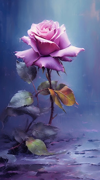 Wall decor with a purple rose in the style of digital art technique