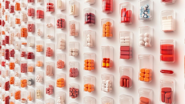 Photo a wall of different colored pills including one that says  pills