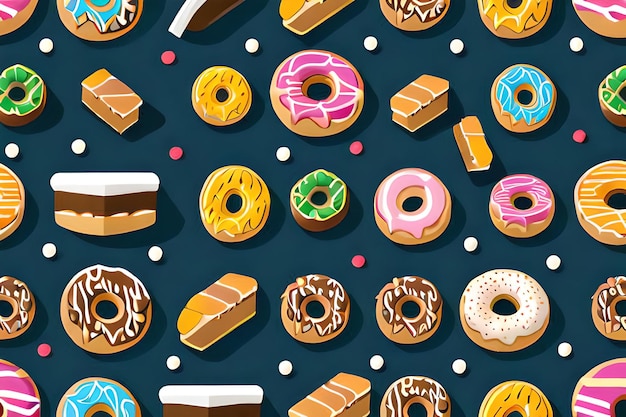 A wall of donuts with different flavors and the word donuts on it.