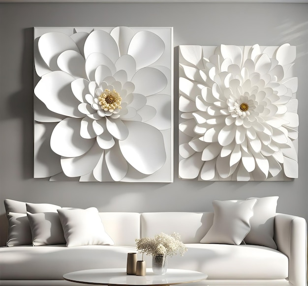 Wall frame floral white