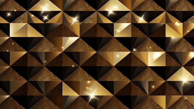 A wall of gold and silver tiles with a gold background.