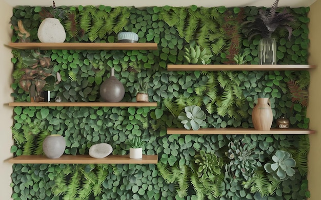 a wall of green plants and plants with a green background