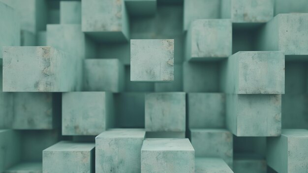 Photo a wall of grey cubes with a few of them missing