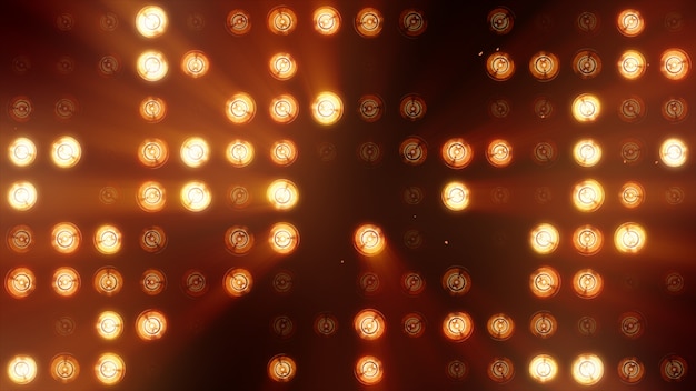 The wall of incandescent lamps is bright orange. LED background