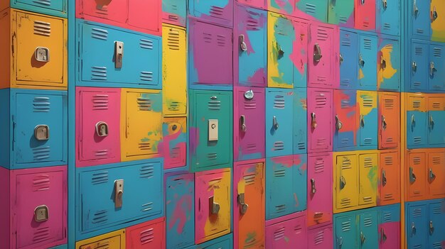 Photo a wall of lockers with the word no on it