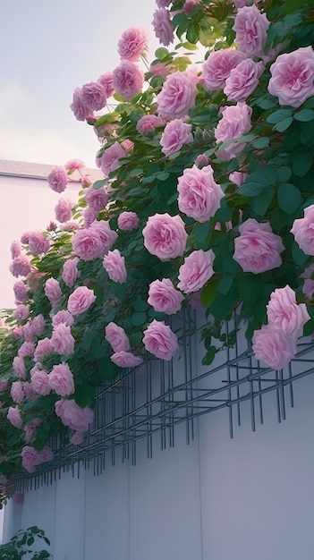 A wall of pink flowers with the word " roses " on it.