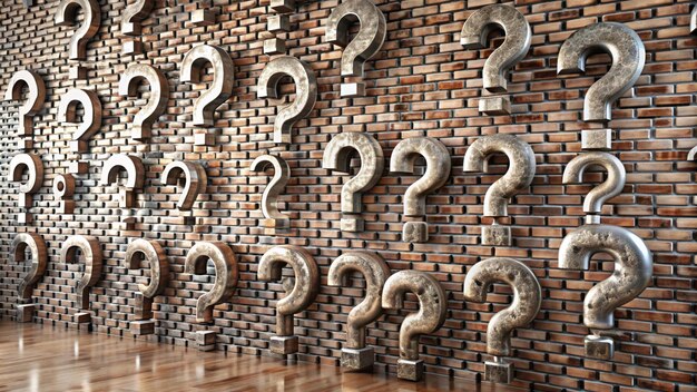 a wall of question marks with one that says question mark