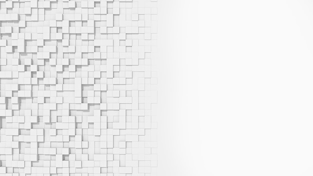 Wall of Random shifted white grip cubes background wallpaper with copy space