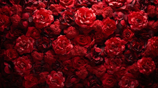 A wall of red flowers