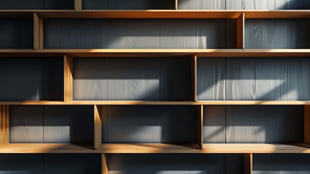 Photo a wall of shelves made of wood and black