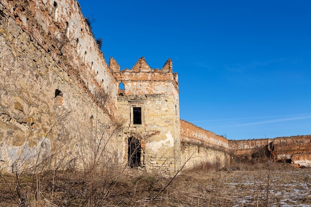 The wall of the Stare Selo castle in the village of Stare Selo near Lviv . Ukraine .