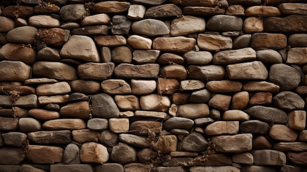 A wall of stones with the word rock on it