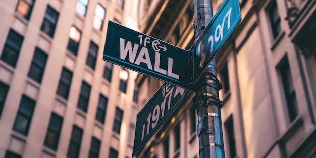 Wall street sign in new york city