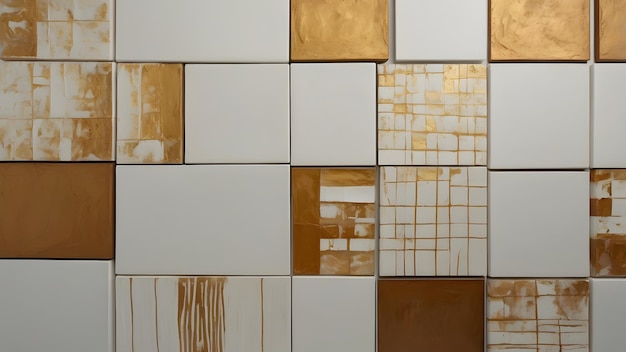 a wall of tiles with a brown and white pattern