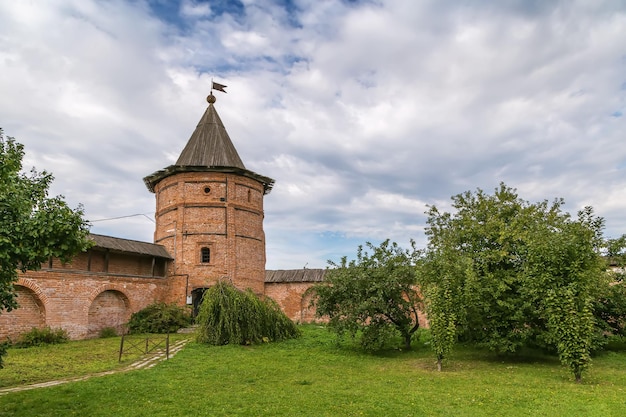 Photo wall and tower in archangel michael monastery yuryev-polsky russia