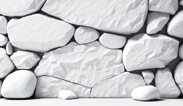 A wall of white stones