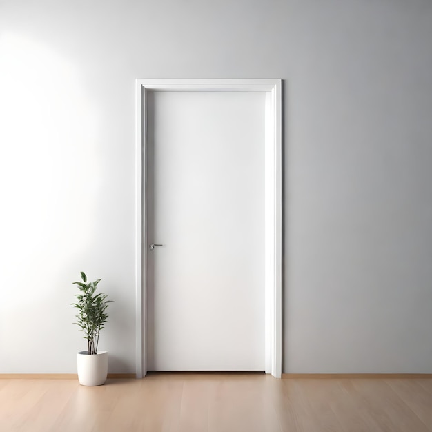 Wall with blank door mockup