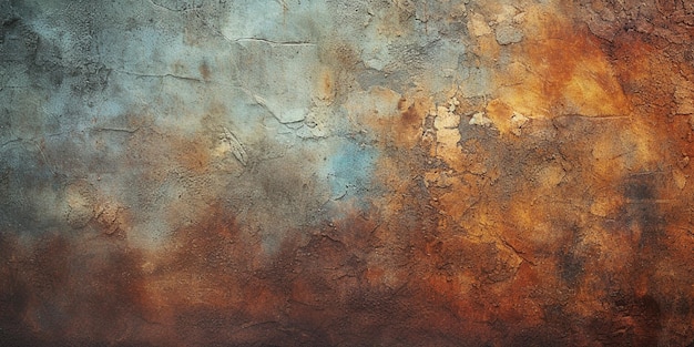 A wall with a blue and orange background