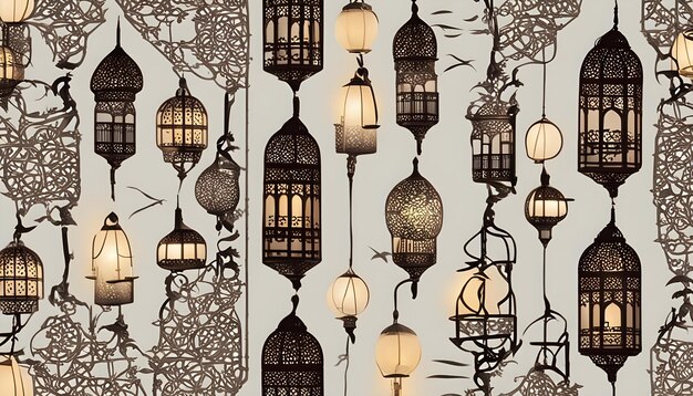 Photo a wall with a bunch of hanging lamps