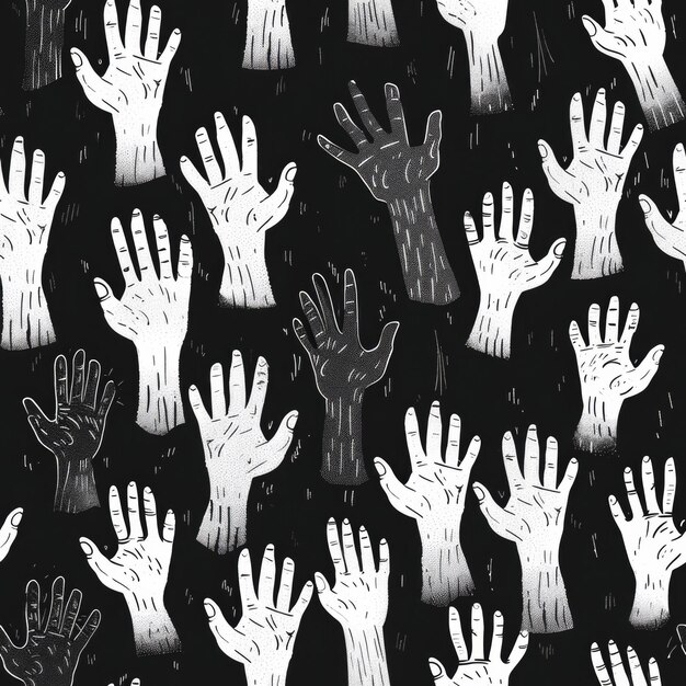 Photo a wall with a bunch of white hands that say quot handprint quot