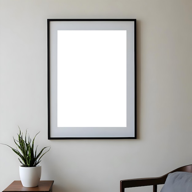 Wall with Empty Art Frame Mockup