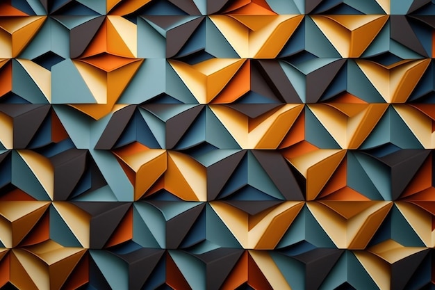 A wall with a pattern of triangles and the word " cube " on it