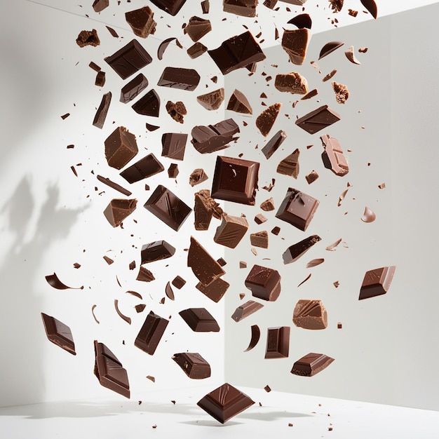 Photo a wall with pieces of chocolate and the word chocolate on it