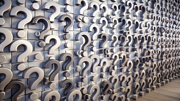 a wall with question marks on it and a lot of question marks