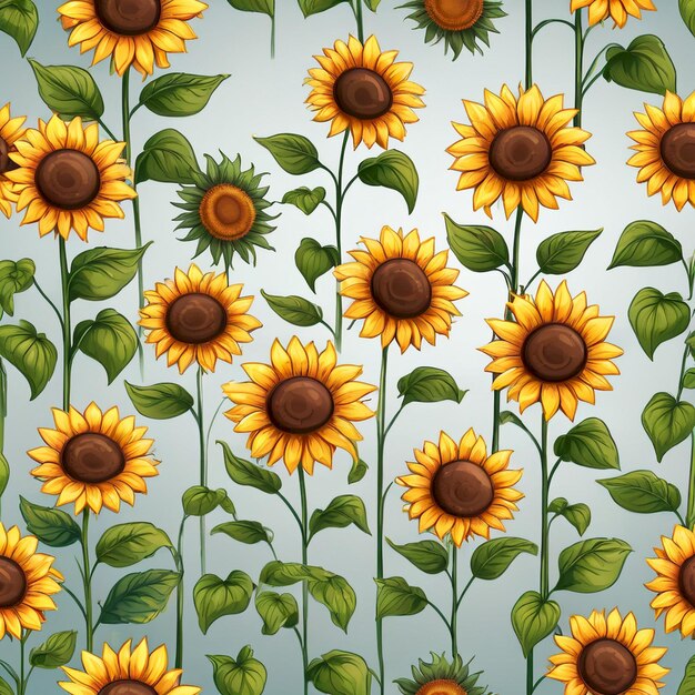 a wall with sunflowers and leaves on it