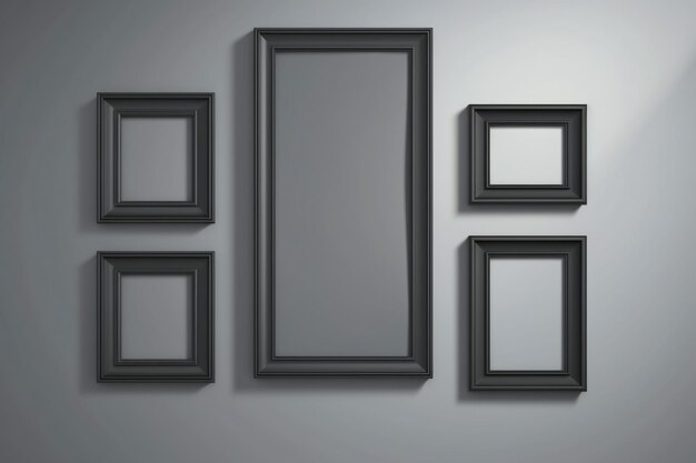 A wall with three black frames on it and one of them says " the word art " on it.