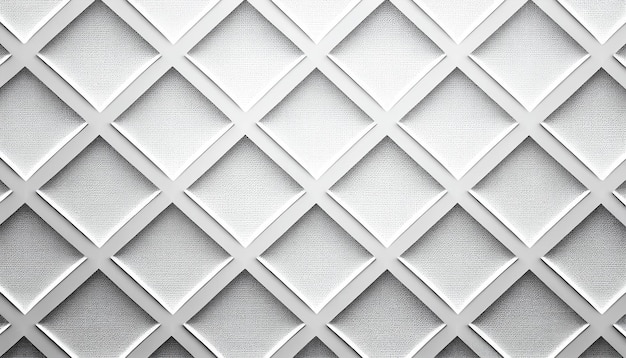 A wall with white squares and triangles that are made of metal.