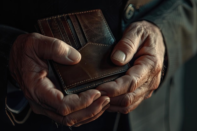 Wallet in the Hands of a Man Showing Cash and Credit Cards