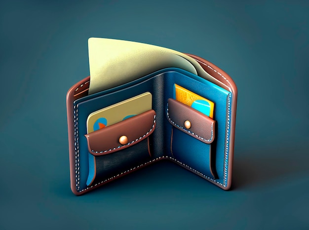 Wallet with credit card and money 3D Icon Illustration Cash and credit payment concept Generative AI illustration AI