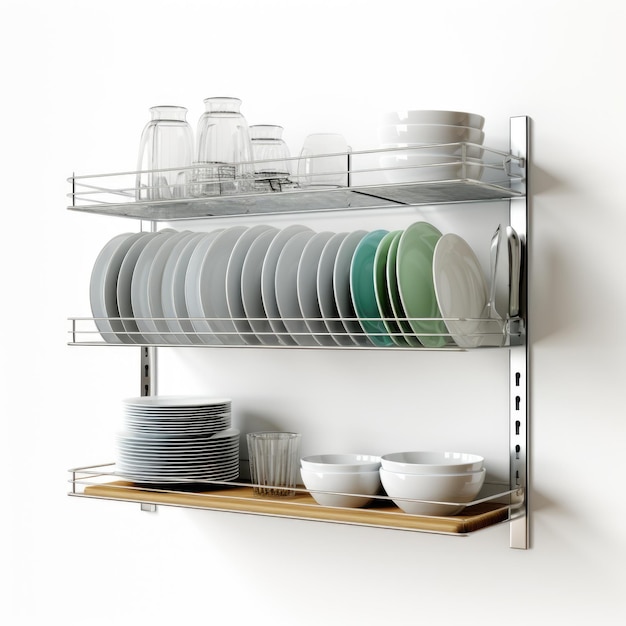 Wallmounted dish racks isolated on white background