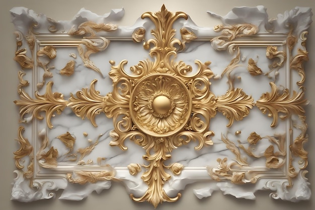 Wallpaper 3d classic interior ceiling marble and gold