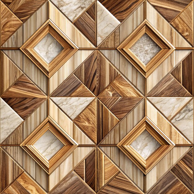 Photo wallpaper 3d classic marble and wooden 3d illustration