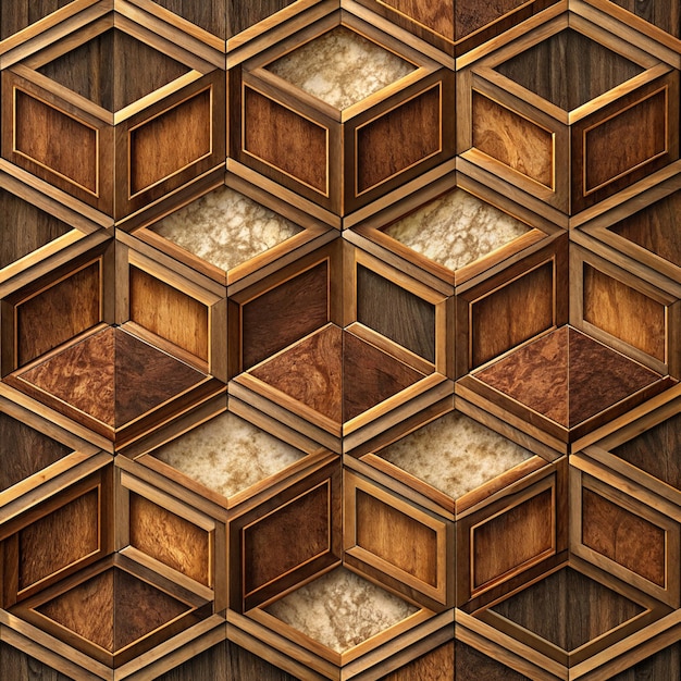 wallpaper 3d classic wooden and marble 3d illustration