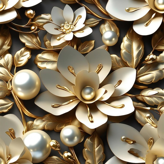 Wallpaper 3d flower jewelry Golden