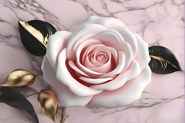 Wallpaper 3d flower rose pink marble