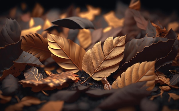 A wallpaper of autumn leaves leaf background fall season trendy background ai generated