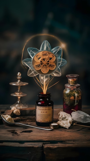 a wallpaper background celebrating akashic records in a vintage apothecary style