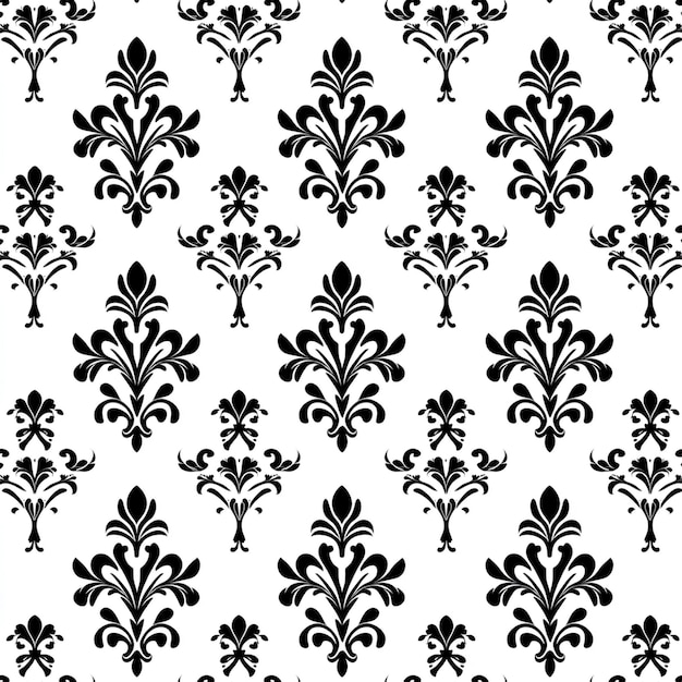 wallpaper in black and white with a floral pattern