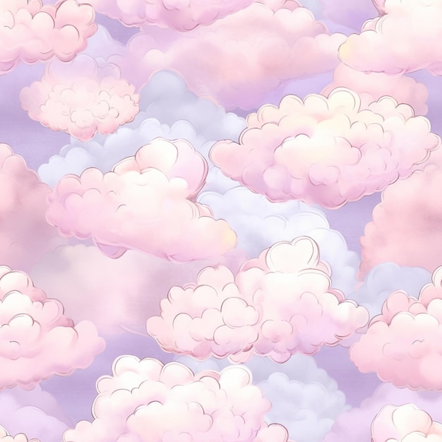 A wallpaper of clouds with pink and blue clouds.