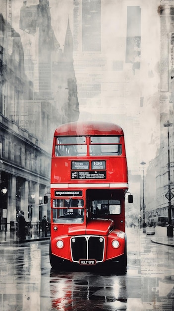 Photo wallpaper ephemera pale london red bus vehicle car transportation