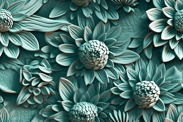 Wallpaper floral design pattern 3d