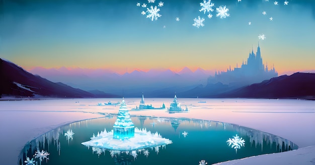 Wallpaper of frozen lake glacier landscape Global Warming Climate Change Ice melting Generative ai for digital printing canvas art painting wall art article blog post