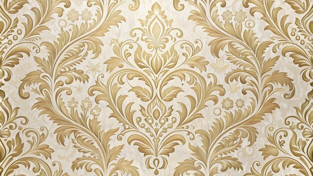 Photo a wallpaper in gold and beige with a floral pattern