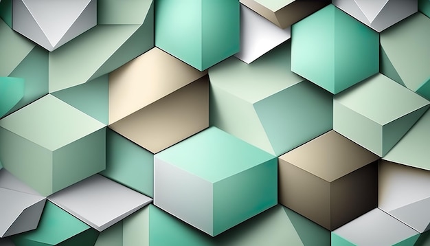 A wallpaper of green and white cubes