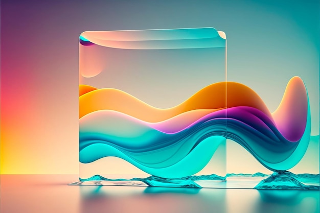 Wallpaper Holographic curved wave in motion3d render abstract background in nature landscape